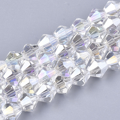 Electroplate Glass Beads Strands EGLA-Q118-6mm-B17-1