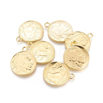 Tibetan Style Alloy Coin Pendants TIBEP-GC001-G-RS-1