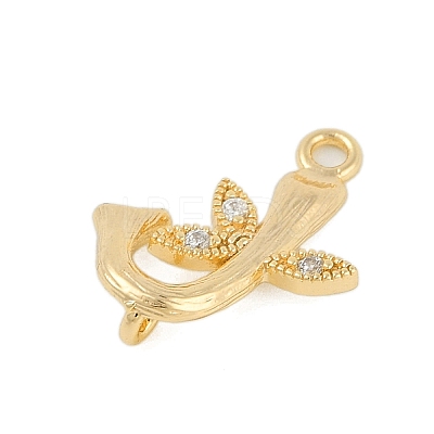 Brass Crystal Rhinestone Letter Links Connector Charms KK-S395-06G-J-1
