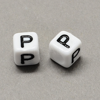 Large Hole Acrylic Letter European Beads SACR-Q103-7mm-01P-1