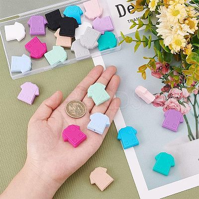 24Pcs 12 Colors Food Grade Eco-Friendly Silicone Focal Beads SIL-CA0001-20-1