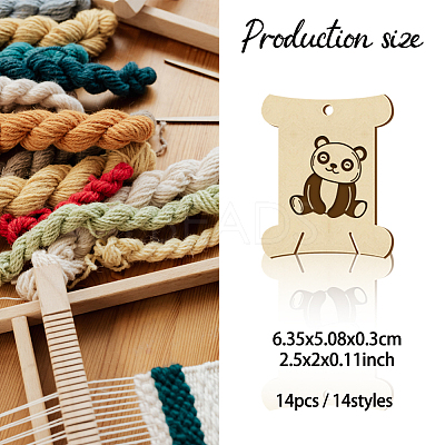 14Pcs 14 Style Plywood Thread Winding Boards WOOD-WH0060-10-1