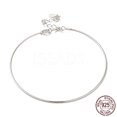 Anti-Tarnish Rhodium Plated 925 Sterling Silver Bangles BJEW-G681-01B-P-1