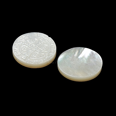 Carved Natural White Shell Cabochons SSHEL-N038-06B-09-1