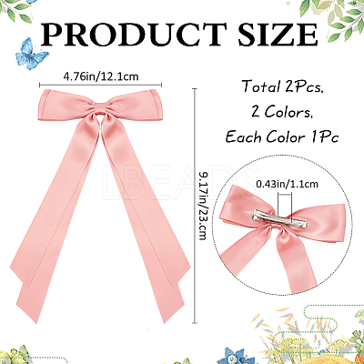 Big Bowknot Polyester Alligator Hair Clips AJEW-CP0008-42B-01-1