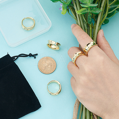 5Pcs Brass Wave Open Cuff Ring for Women RJEW-UN0002-33LG-1
