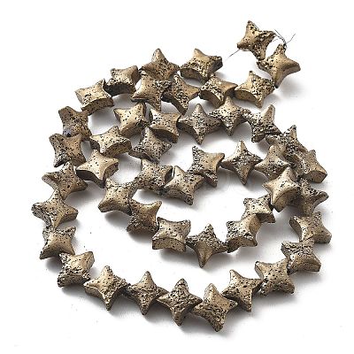 Electroplated Natural Lava Rock Beads Strands G-A251-C01-01B-1