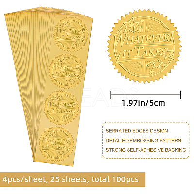 Plastic Self Adhesive Gold Foil Embossed Stickers DIY-WH0211-222-1