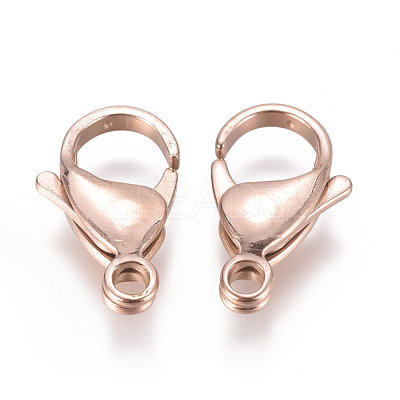 Ion Plating(IP) 304 Stainless Steel Lobster Claw Clasps STAS-F224-04RG-1