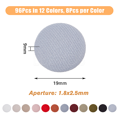 96Pcs 12 Colors 1-Hole Polyester Buttons BUTT-DC0001-03-1