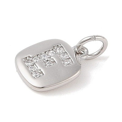 Rack Plating Brass Micro Pave CLear Cubic Zirconia Charms KK-E110-14P-E-1