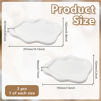 2Pcs 2 Styles Cloud Porcelain Jewelry Plate AJEW-GO0005-13-1