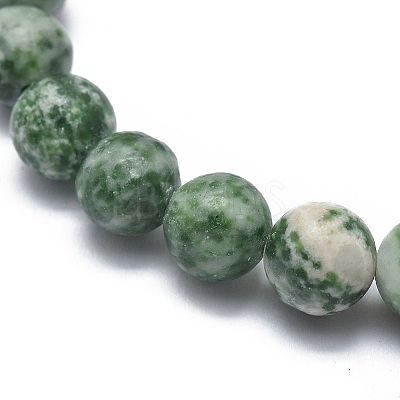 Natural Green Spot Jasper Bead Stretch Bracelets BJEW-K212-A-017-1