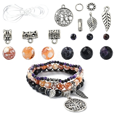 DIY Natural Fire Crackle Agate Stretch Bracelet Making Kit DIY-YW0008-50-1