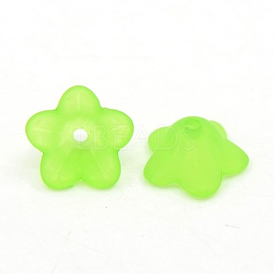 Chunky Green Transparent Frosted Flower Acrylic Beads X-PL560-5-1
