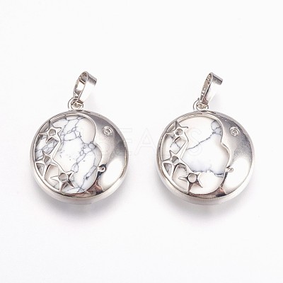 Natural Howlite Pendants G-P378-B06-1