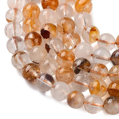 Natural Yellow Hematoid Quartz/Golden Healer Quartz Beads Strands G-C268-B01-01-1