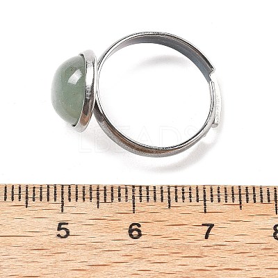Half Round Natural Green Aventurine Finger Rings RJEW-M062-01P-40-1
