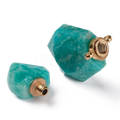 Hexagon Natural Amazonite Perfume Bottle Pendants G-H241-03D-G-1