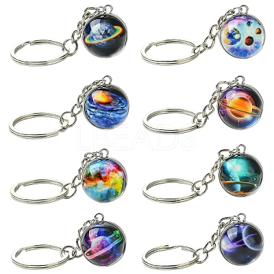 Round Glass Beads Keychain KEYC-YW00066-01-1
