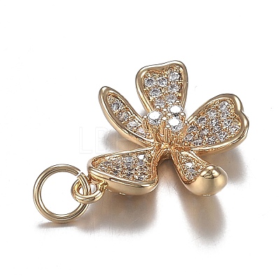 Brass Micro Clear Cubic Zirconia Pendants ZIRC-F120-043G-1