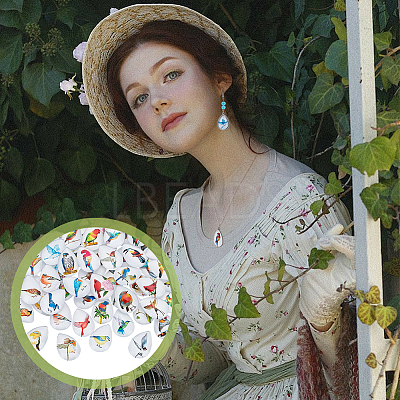 1Set Glass Cabochons GGLA-PH0001-65F-1