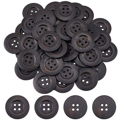 40Pcs Wood Buttons BUTT-OC0001-53B-1