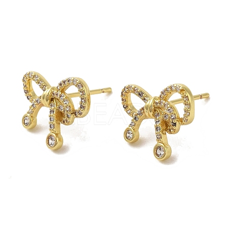 Rack Plating Brass Micro Pave Cubic Zirconia Studs Earrings EJEW-R162-20G-1