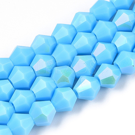 Opaque Solid Color Electroplate Glass Beads Strands EGLA-A039-P6mm-L12-1