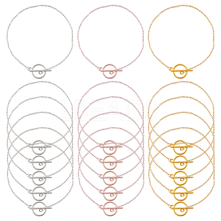 24Pcs 3 Colors 304 Stainless Steel Cable Chains Bracelets for Women BJEW-HS00008-1
