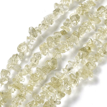 Natural Lemon Quartz Chip Beads Strands G-G905-05-1