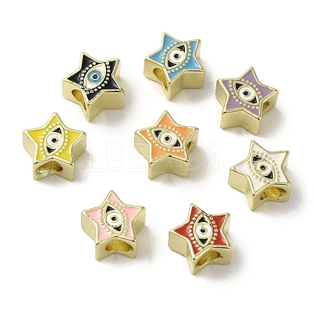 Brass Enamel European Beads KK-R162-060G-1