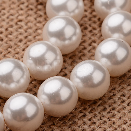 Polished Round Grade A Shell Pearl Bead Strands X-BSHE-M027-12mm-28-1