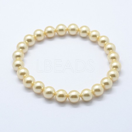 Shell Pearl Stretch Bracelets BJEW-K207-04A-1
