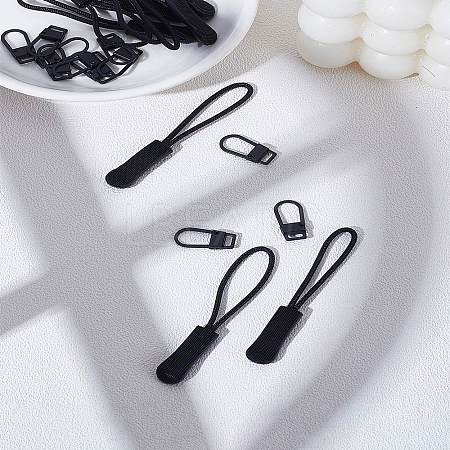 24Pcs 2 Styles Iron Replacement Zipper Sliders & Plastic Zipper Puller Set FIND-LP0003-78-1