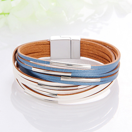 Two Tone Imitation Leather Multi-strand Bracelets for Women WGE2A7B-07-1