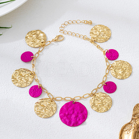 Alloy Textured Disc Tassel Anklets FS-WG7E5E5-01-1