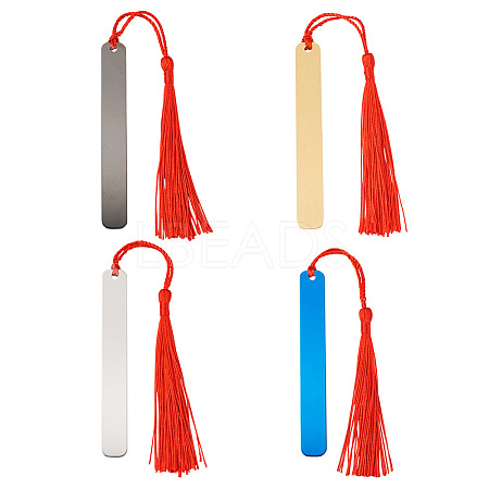 4 Sets 4 Colors Stainless Steel Bookmarks AJEW-TA0001-21-1