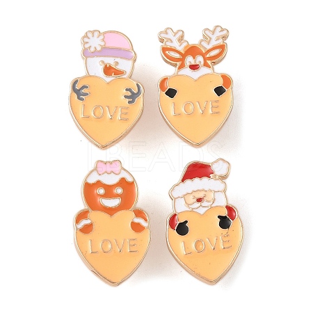 Christmas Theme Heart Enamel Pins JEWB-Z043-01G-1
