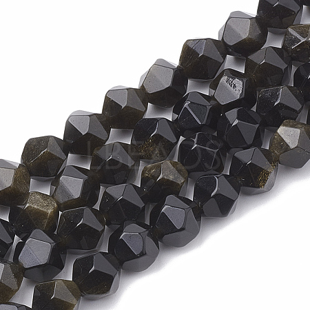 Natural Golden Sheen Obsidian Beads Strands G-S332-12mm-012-1