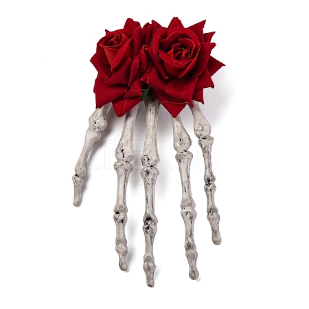 Skeleton with Rose Flower Plastic Alligator Hair Clips PHAR-M015-01A-1