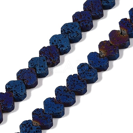 Electroplated Natural Lava Rock Beads Strands G-Q1009-G01-02F-1