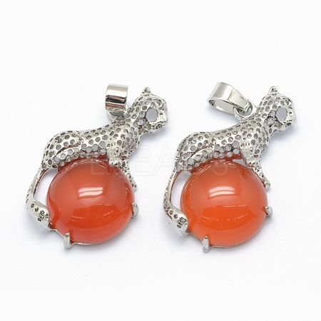 Natural Carnelian Pendants KK-E757-C-14P-1