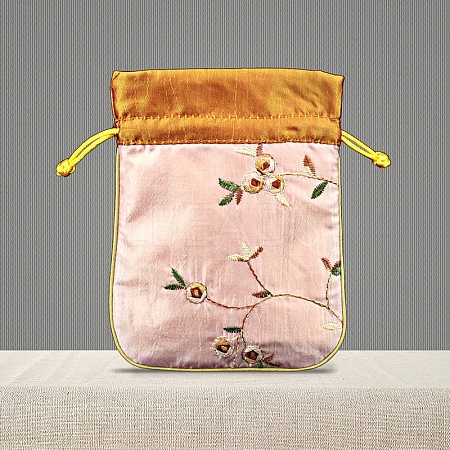 Chinese Style Brocade Drawstring Gift Blessing Bags PW-WG56623-03-1