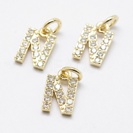 Eco-Friendly Brass Micro Pave Grade AAA Cubic Zirconia Charms ZIRC-P072-09G-N-NR-1