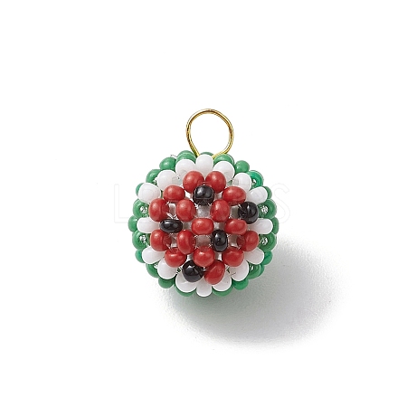 Glass Seed Beaed Watermelon  Pendants PALLOY-MZ00565-1