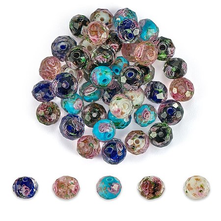 60pcs 5 Colors Handmade Gold Sand Lampwork Beads LAMP-SZ0001-19-1