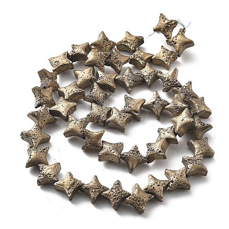 Electroplated Natural Lava Rock Beads Strands G-A251-C01-01B-1