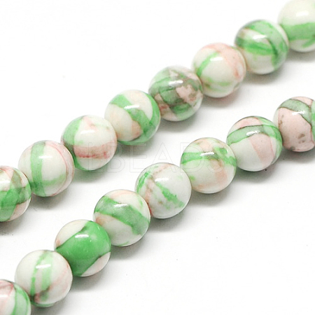 Dyed Round Synthetic Gemstone Ocean White Jade Beads Strands X-G-F085-10mm-05-1
