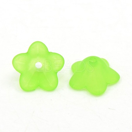 Chunky Green Transparent Frosted Flower Acrylic Beads X-PL560-5-1